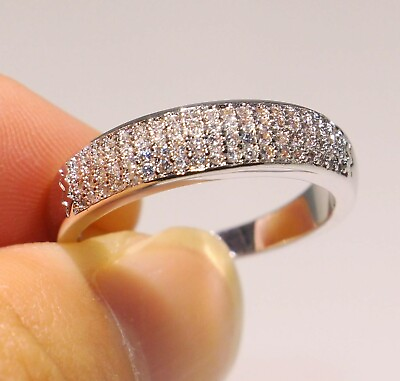 #ad 2ct Lab Created Diamond Wedding Ring Band 14k White Gold Cluster Half Eternity $200.00