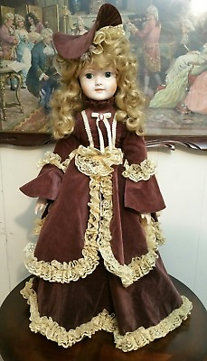 #ad Rare Large 30quot; Fashion Doll Signed Porcelain amp; Cloth Body $130.00