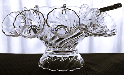 #ad Hazel Atlas Glass Clear Colonial Swirl 15 piece Punch Bowl Set $99.99