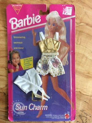 #ad 1993 BARBIE SUN CHARM FASHION 10800 ORIGINAL PACKAGE UNOPENED GOLD SWIMSUIT $17.99