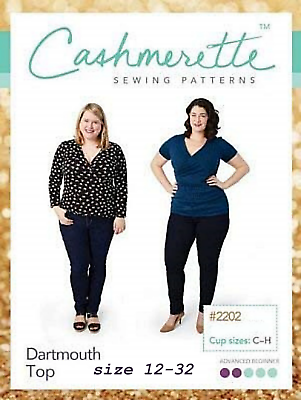 #ad Curvyamp;Plus Sizes Cashmerette Dartmouth Top Pattern Sizes 12 32 Cup C H $22.99