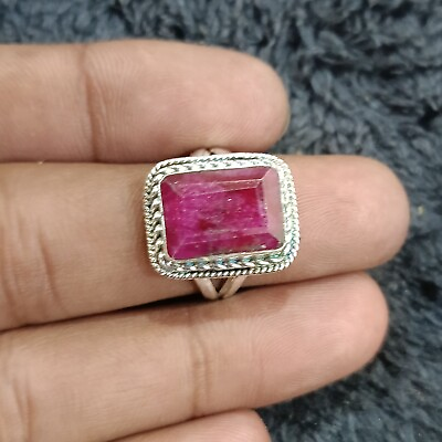 #ad Indian Ruby Ring Solid 925 Silver Handmade Beautiful Jewelry Dainty Ring AP659 $10.70