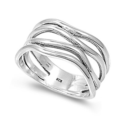 #ad Sterling Silver Woman#x27;s Unique Fashion Ring Simple 925 Band New 11mm Sizes 5 10 $17.69