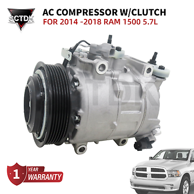 #ad AC Compressor For Dodge Ram 1500 5.7L 2014 2018 1500 CLASSIC 68140664AE $195.00