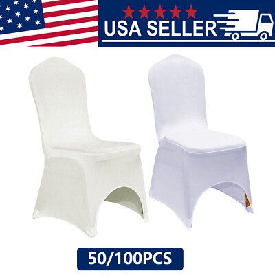 #ad 50 100 White Ivory Cover Spandex Chair Cover For Wedding Banquet Party Folding $155.99