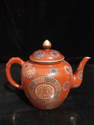 #ad 5.5quot; China Porcelain qing dynasty yongzheng mark famille rose ball flower Teapot $436.80