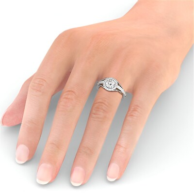 #ad 1.20 TCW Halo Round Diamond Engagement Ring Platinum For Engagement Lab Created $1964.60