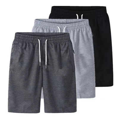 #ad Mens Shorts Jersey Plain Elasticated Gym Sweat sports Plus Jogger Jogging S 6XL $8.77
