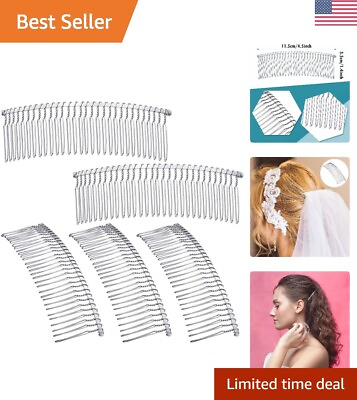#ad Sturdy Metal Twist Bridal Wedding Veil White K 30 Teeth Wire Hair Combs $12.99