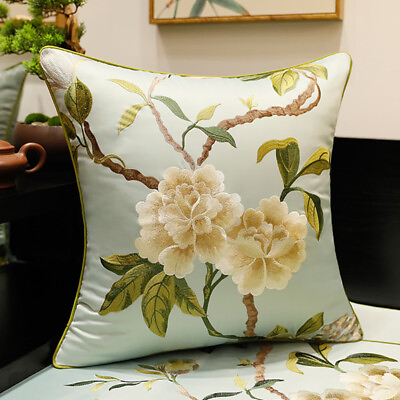 #ad 1pc Chinese Pillowcase Pillow Cover Embroidered Floral Bedding Home Decor Ethnic $30.20