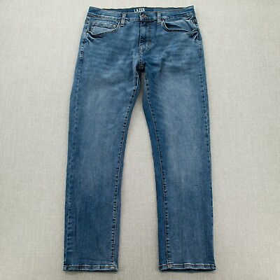 #ad Lazer Mens Jeans Slim Fit Denim Stretch Mid Rise Straight Pockets Blue 33x29.5 $17.88