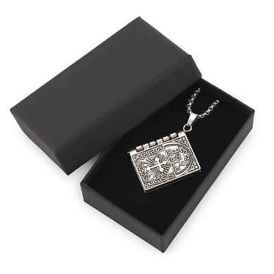 #ad Bible Book Pendant Necklace Vintage Silver Cross Unique Jewelry For Men Women $6.11