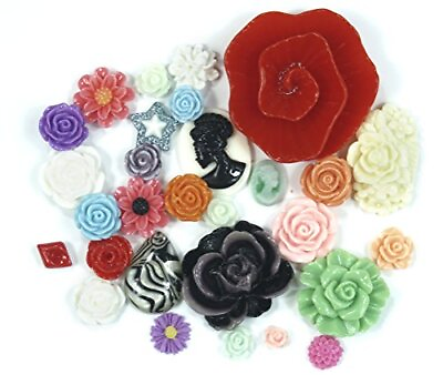#ad Mixed Resin Flowers Cabochons Cameo Flat Back For Craft diy Projects 100pcs $15.00