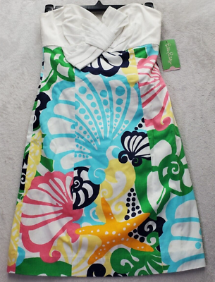 #ad Lilly Pulitzer Mini Dress Women Size 00 Multi Off the Shoulder Back Zip MRP $228 $127.85