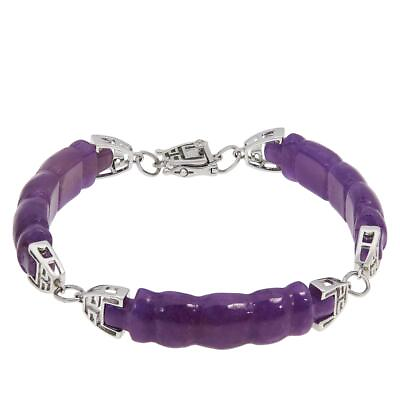 #ad Jade of Yesteryear Sterling Silver Carved Purple Jade Line Bracelet. 6 1 2quot; $67.99