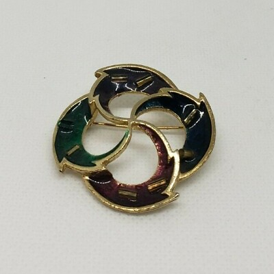 #ad Women#x27;s Swirl Fashion Brooch Pin Hand Painted? Multi Color Gold Tone Unbranded $4.99