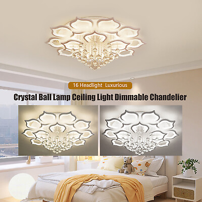 #ad Chandelier Ball Lamp Ceiling Light Crystal Dimmable 16 Headlamp Luxurious Light $118.70