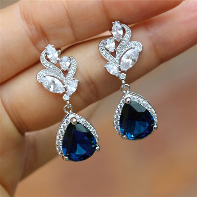 #ad Gorgeous Women 925 Silver Filled Drop Earring Cubic Zircon Wedding Jewelry Gift C $4.14