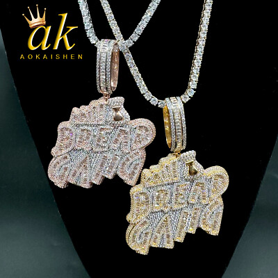 #ad Real Bread Gang Baguette Double CZ Hip Hop Ice Out Pendant Necklace Bling Bling $56.99