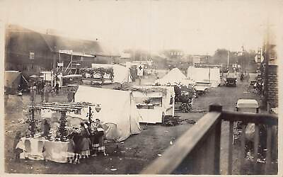 #ad J81 Interesting RPPC Postcard c1910 Early Street Fair Booths Market 135 $18.40