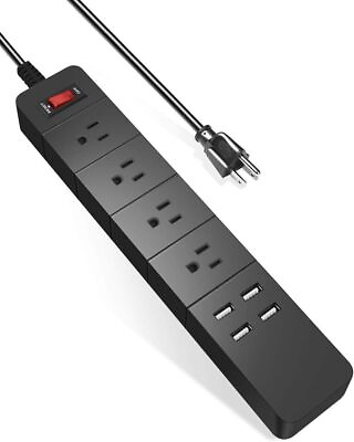 #ad Multi Outlet Wall Mountable USB Surge Protector Power Strip with USB Ports Plugs $9.89