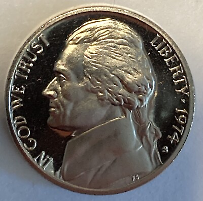 #ad GEM PROOF 1974 S JEFFERSON NICKEL San Francisco Mint USA 5c Quantity Discount $2.75