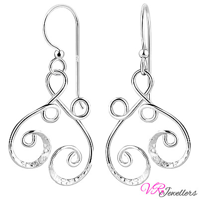 #ad 925 Chandelier Earrings Sterling Silver Spiral Drop Dangle Womens Handmade Box GBP 11.35