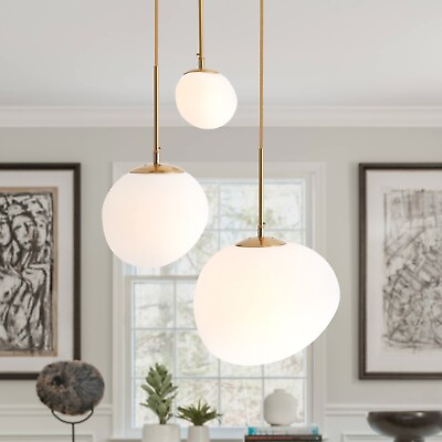 #ad Frosted Glass 3 Light Chandelier Gold Pendant Lamp Adjustable Ceiling Lights $124.94