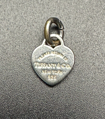 #ad TIFFANYamp;CO. Silver 925 Small Heart Tag Pendant No Chain $45.00