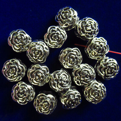 #ad 16Pcs 10x8mm Tibetan Silver Flower Pendant Bead CJ249 $13.99