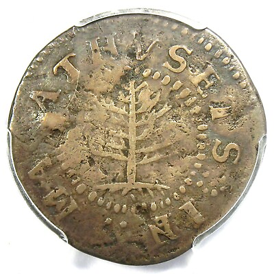 #ad 1652 Massachusetts Pine Tree Silver Shilling 1S Certified PCGS VF Detail $2313.25