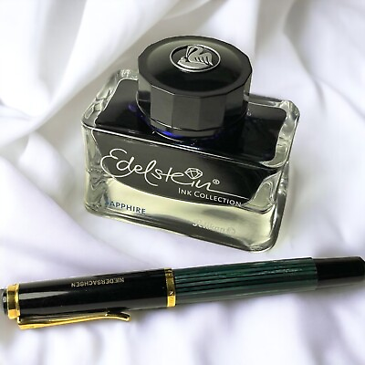 #ad Pelikan Souveran M400 Black amp; Green Stripe 14C Fountain Pen B Nib Ink Set $179.99