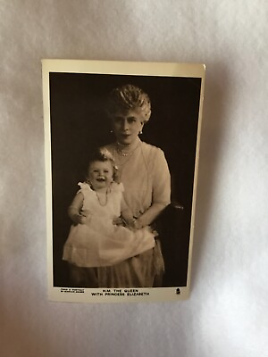 #ad HM The Queen with Princess Elizabeth Vintage Post Card Ephemera Journal $8.00