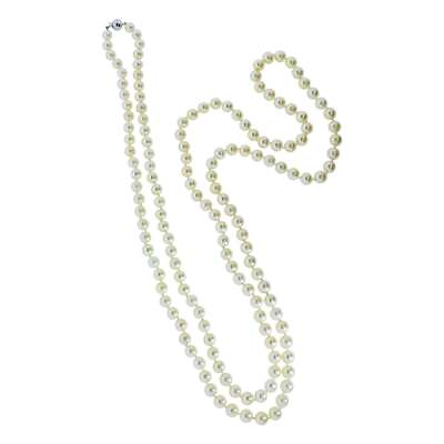 #ad Cultured Pearl Long Fine Strand Completed with an 18K White Gold Clasp $1824.00