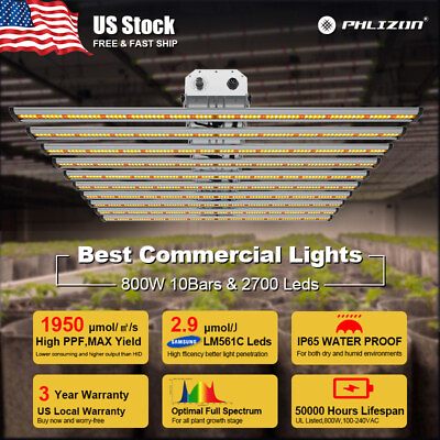 #ad 800W w Samsung LED Grow Light Bar Full Spectrum Indoor Commercial Dimmable Lamp $439.29