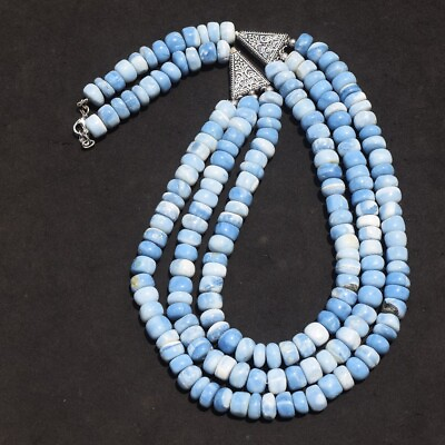 #ad Royal 866 Cts Natural Blue Opal Round Shape Beaded Womens Necklace SK 19 E518 $134.00