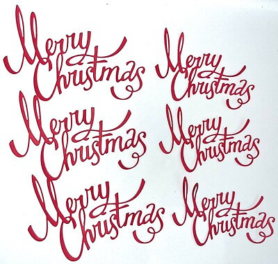 #ad 6 MERRY CHRISTMAS PHRASE cardstock paper die cut embellishments scrapbook card $4.00