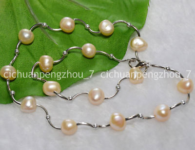 #ad Wholesale Real Natural 8 9mm Pink Freshwater Baroque Pearl Necklace 16#x27;#x27; $4.99