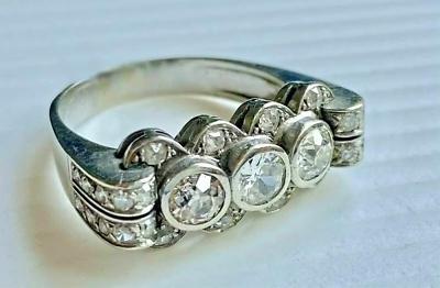 #ad Vintage Moissanite 3Ct Round Cut Full Eternity Band 14K White Gold Silver Plated $103.99