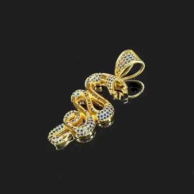 #ad Lab Created Sapphire 1.30Ct Round Animal Snake Pendant 14K Yellow Gold Plated $131.99