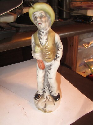 #ad Vintage Deville Taiwan Old Man with Produce Porcelain Figurine 7quot; $9.99