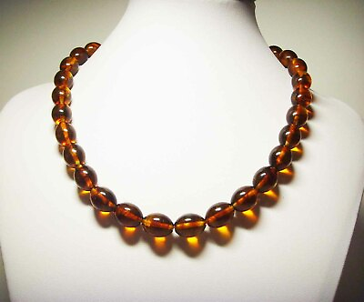 #ad Natural Baltic Amber Women Necklace cognac amber beads pressed $99.00