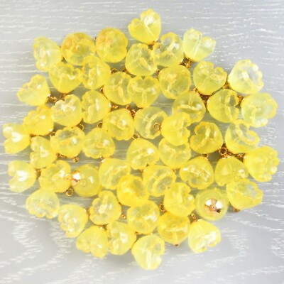 #ad 40Pcs Carved Yellow Titanium crystal Flower Pendant Bead 13x12mm PJ3866 $14.10