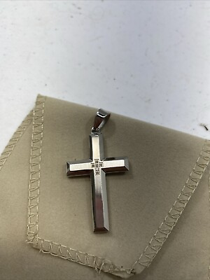 #ad Cross Pendant Charm Center Stone .03 CTW Stainless Steel Jewelry Religion Christ $149.87