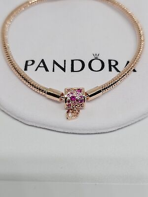 #ad Moment Rose Gold Pave Heart Barrel Claps Bracelet Size 16 21cm $28.99