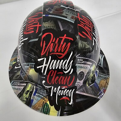#ad full brim hard hat custom hydro dipped IN DIRTY HANDS CLEAN MONEY NEW $49.99