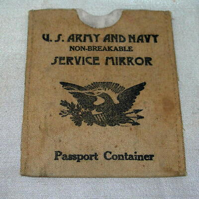 #ad WWII Army and Navy Unbreakable Service Mirror amp; Passport Container $32.99