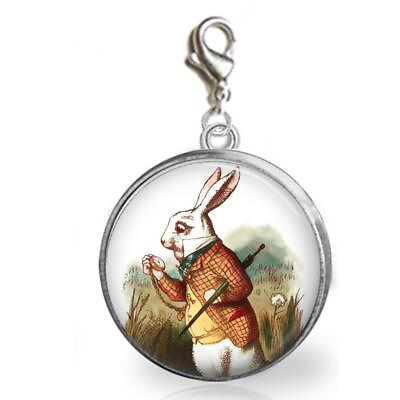 #ad Alice In Wonderland White Rabbit Glass Top 20mm Clip On Charm $9.95