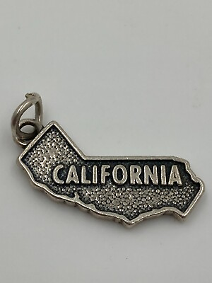 #ad California State Shaped 3d Sterling Silver Charm Pendant For Bracelets Necklaces $16.99
