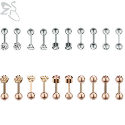 #ad 5 Pairs lot Stainless Steel Stud Earrings 18G CZ Ear Stud Helix Piercing Jewelry $5.99